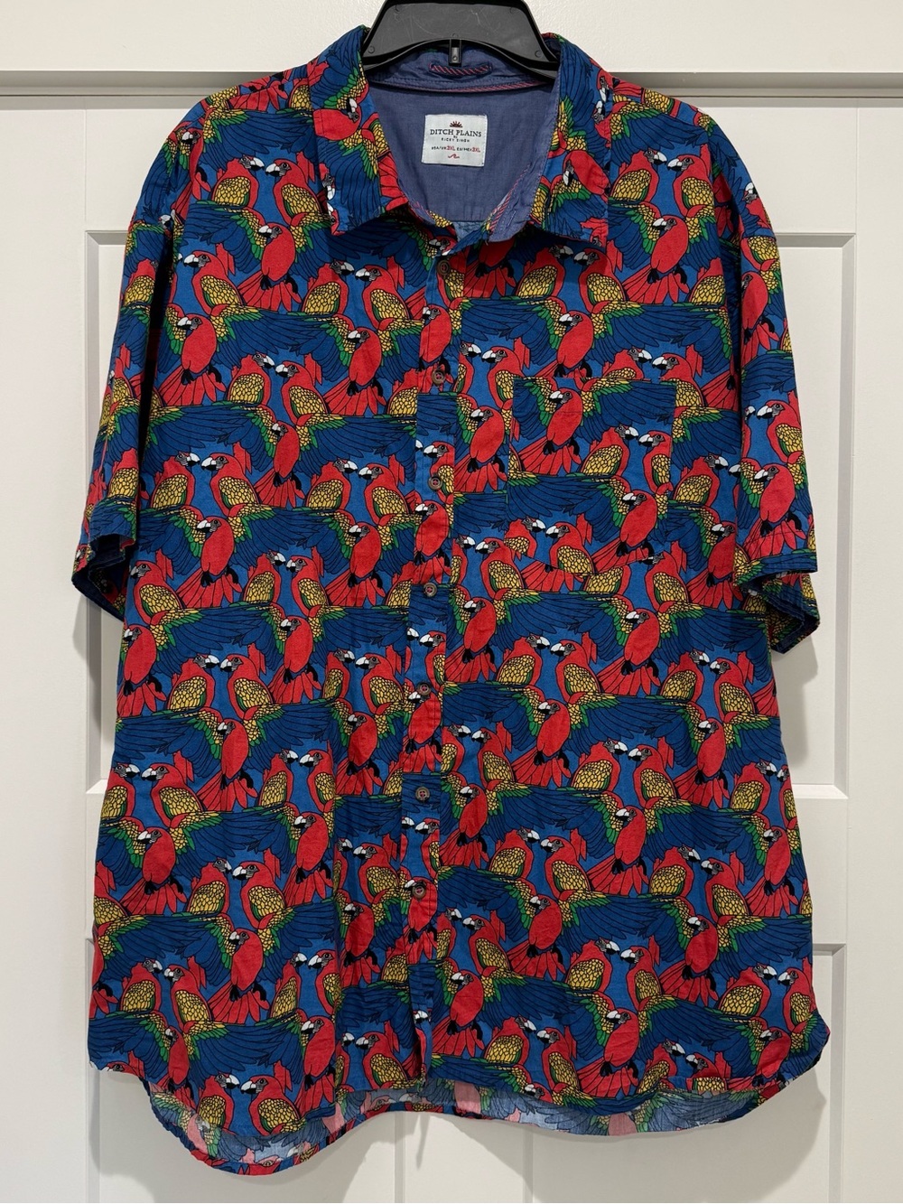 Ditch Plains Ricky Singh Men's 3XL Bird Print Button-Up Shirt 100% Cotton